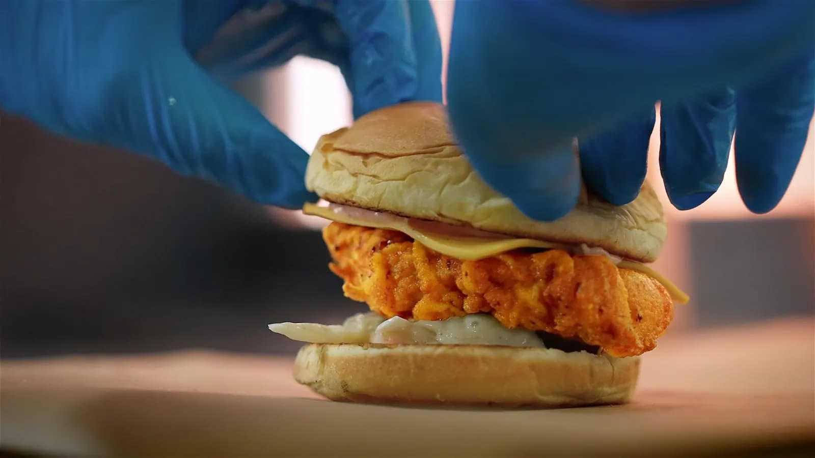 Crispy chicken burger from a Mizanplus brand