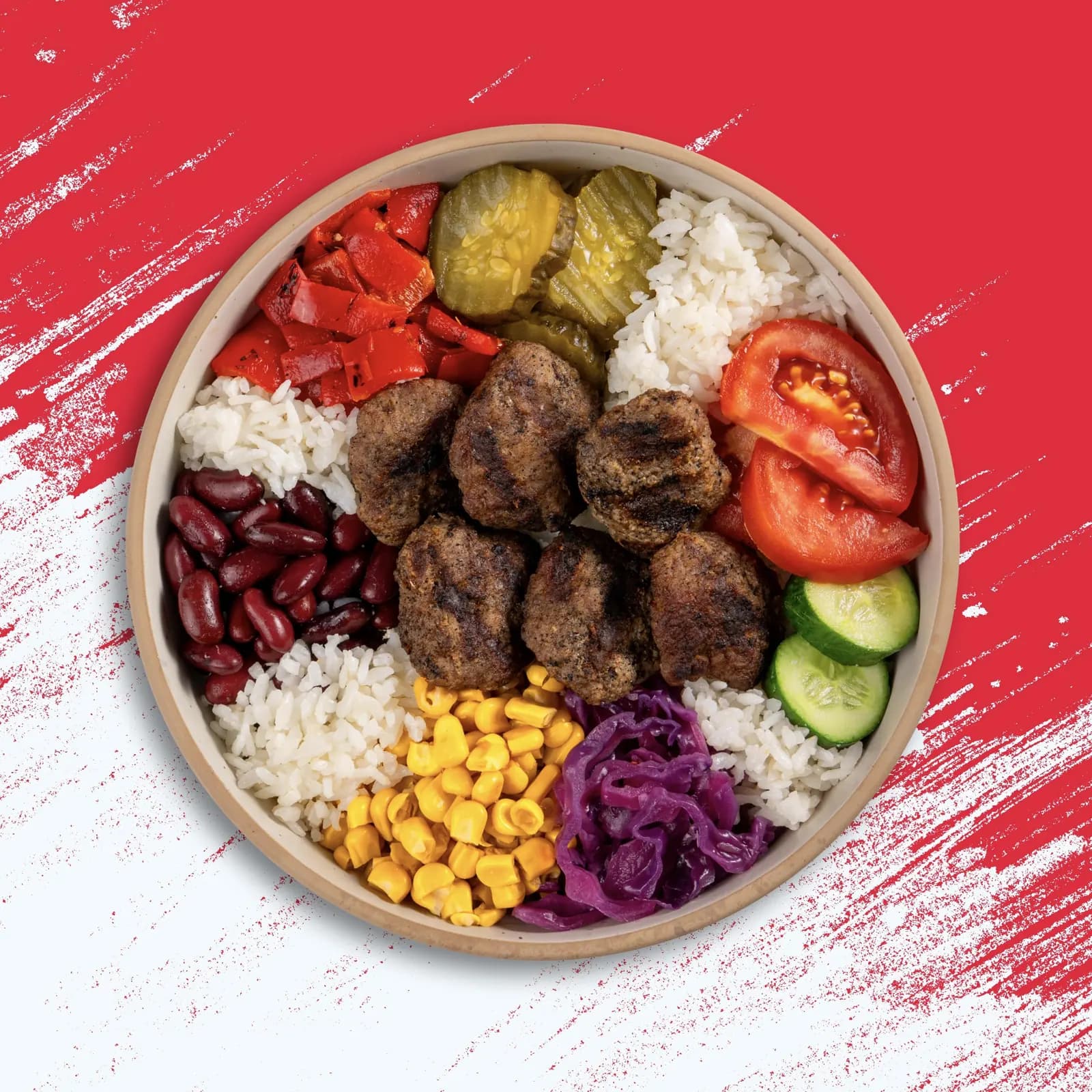 Köfte served over rice pilaf from Pilav Üstü Harikalar