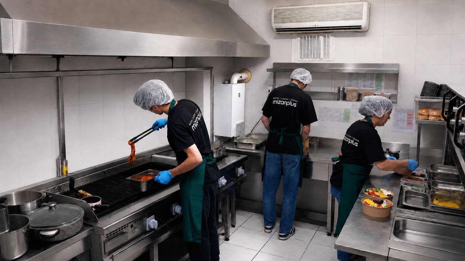 Mizanplus üretim mutfağında çalışan ekip